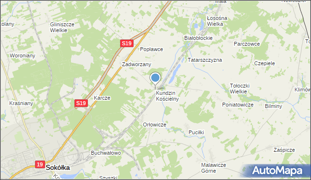 mapa Kundzin Kościelny, Kundzin Kościelny na mapie Targeo